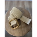 Ceinture raphia boucle carrée/bois
