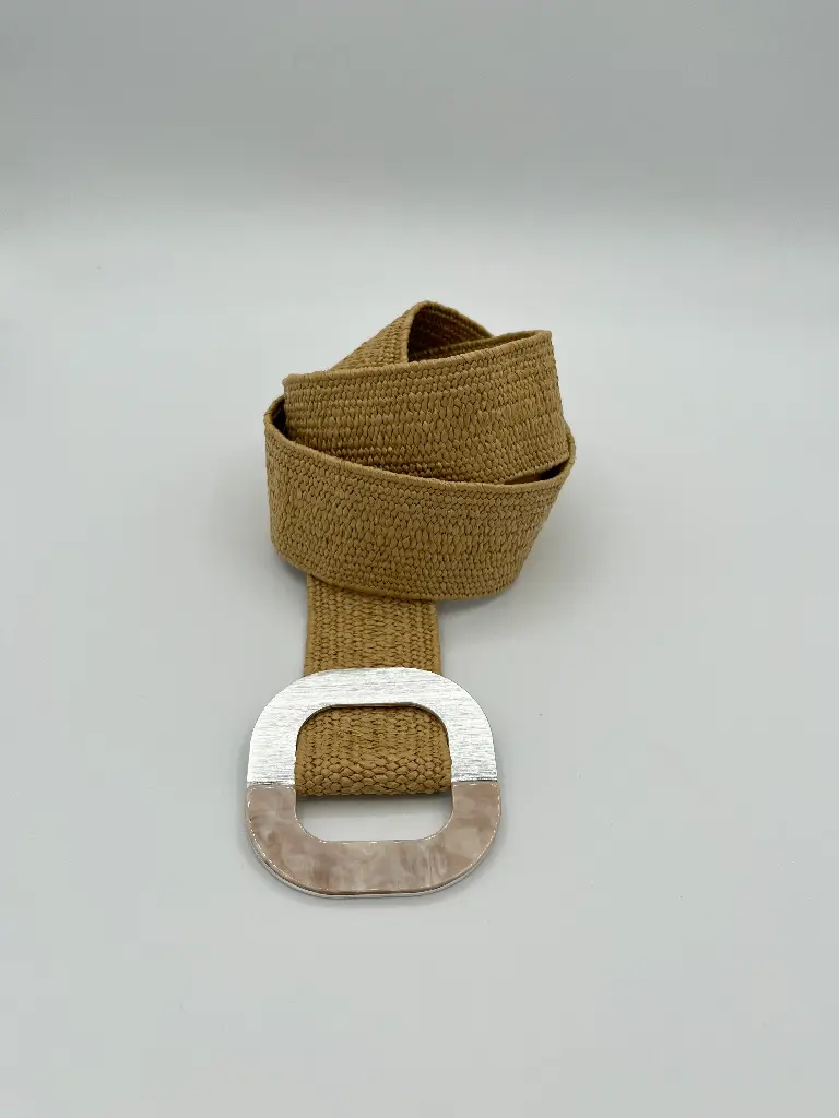 Ceinture rotin boucle argentée/marbrée