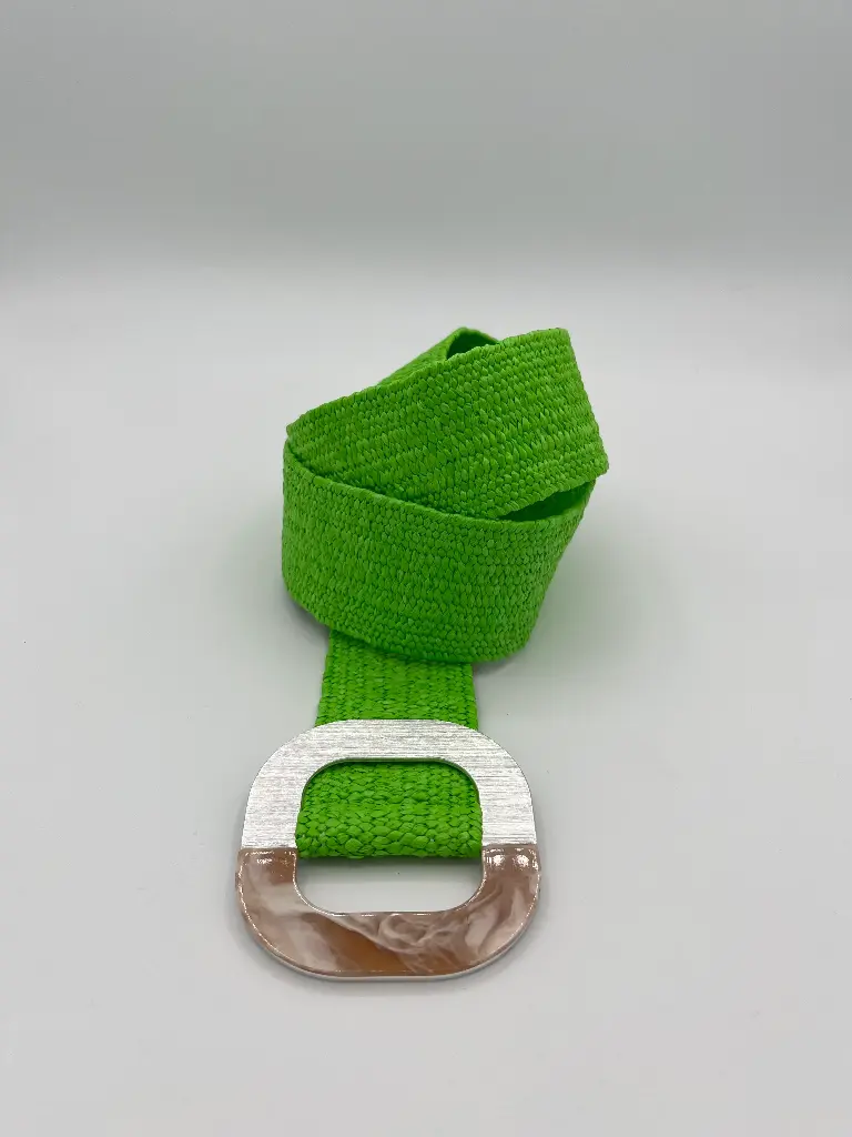 Ceinture rotin boucle argentée/marbrée