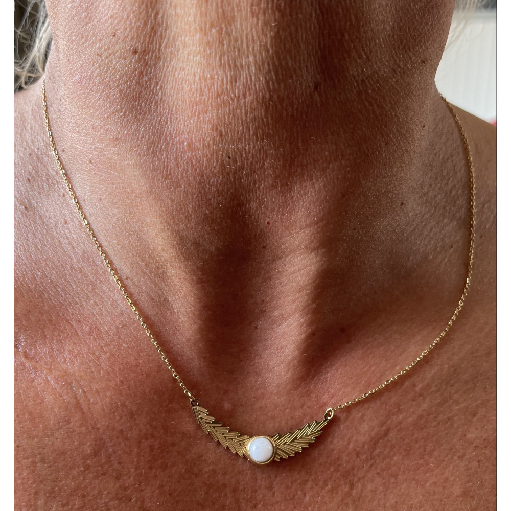 Collier chaîne feuille perle YL XL0036