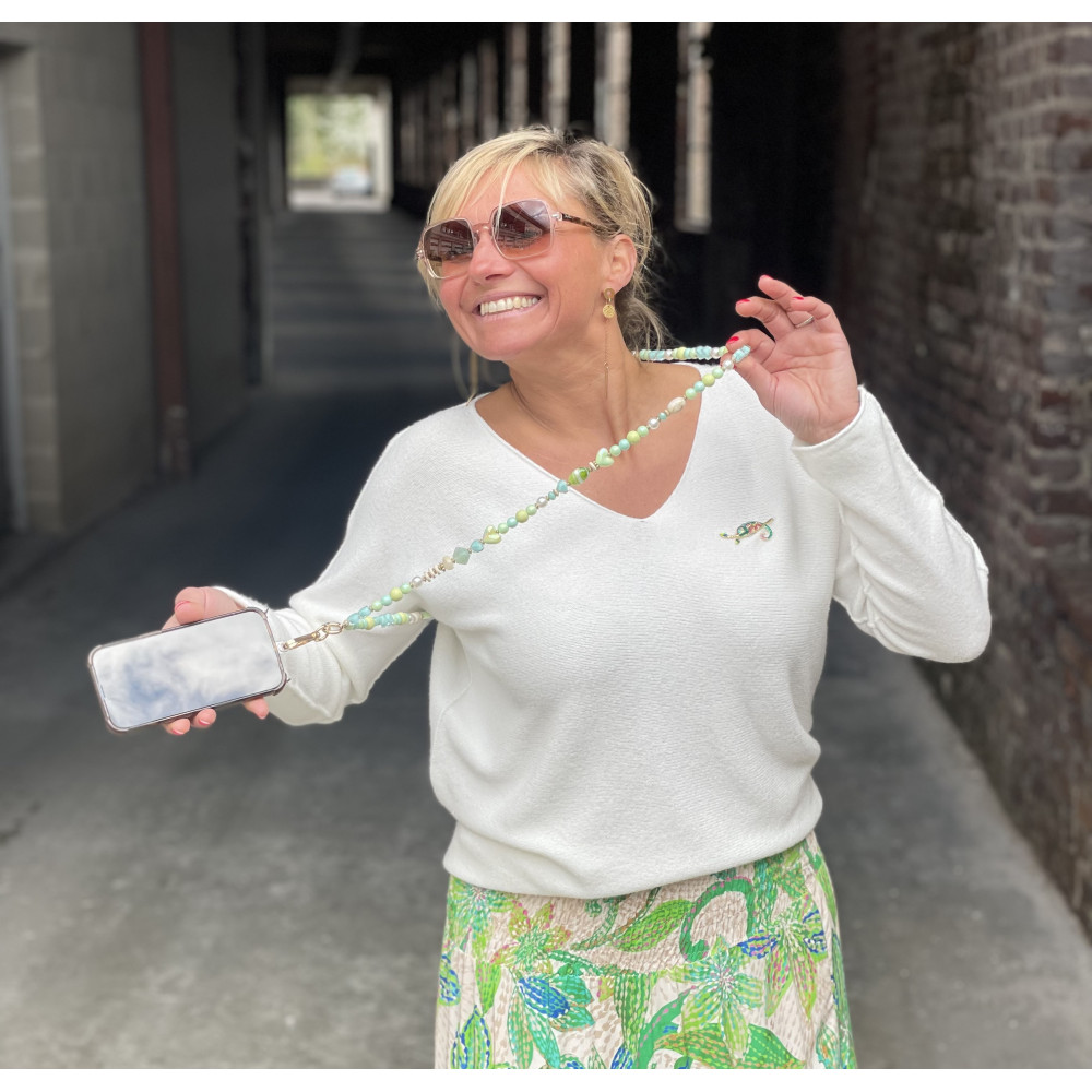 Collier téléphone multis perles coeurs