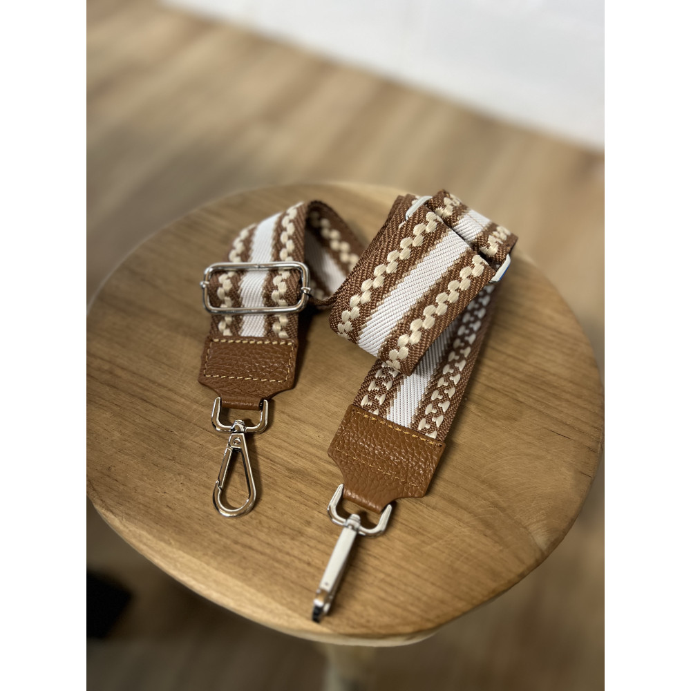 Laniere ligne bandes pointilles attaches argentees