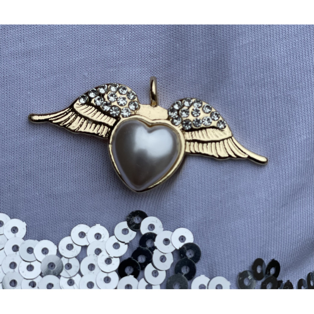 Mini broche aimant ailes coeur