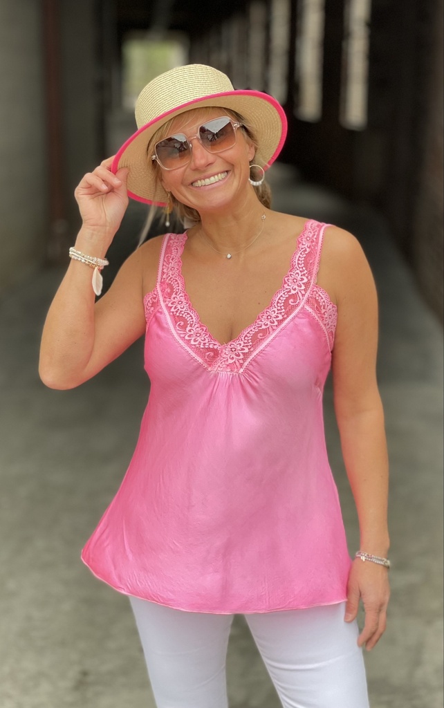 Top dentelle soie délavé
