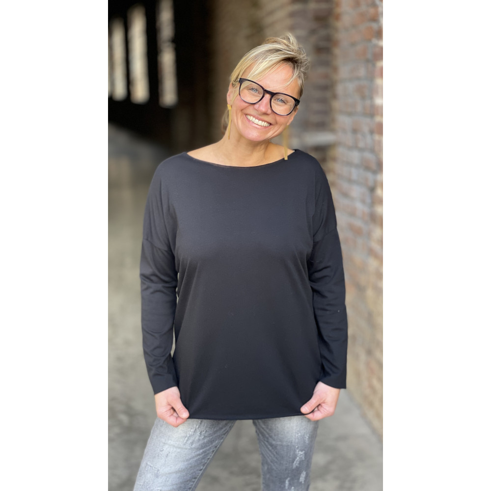 T-shirt col coupé manches longues