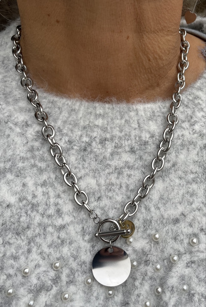 Collier gros maillons smile doré