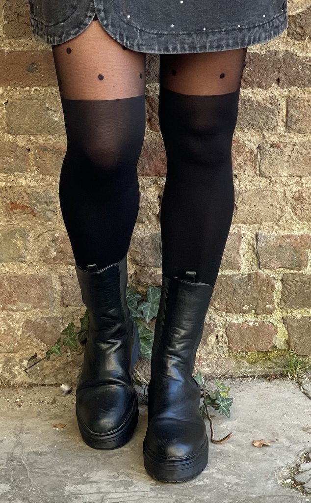 Bas collants cuissardes pois petite taille