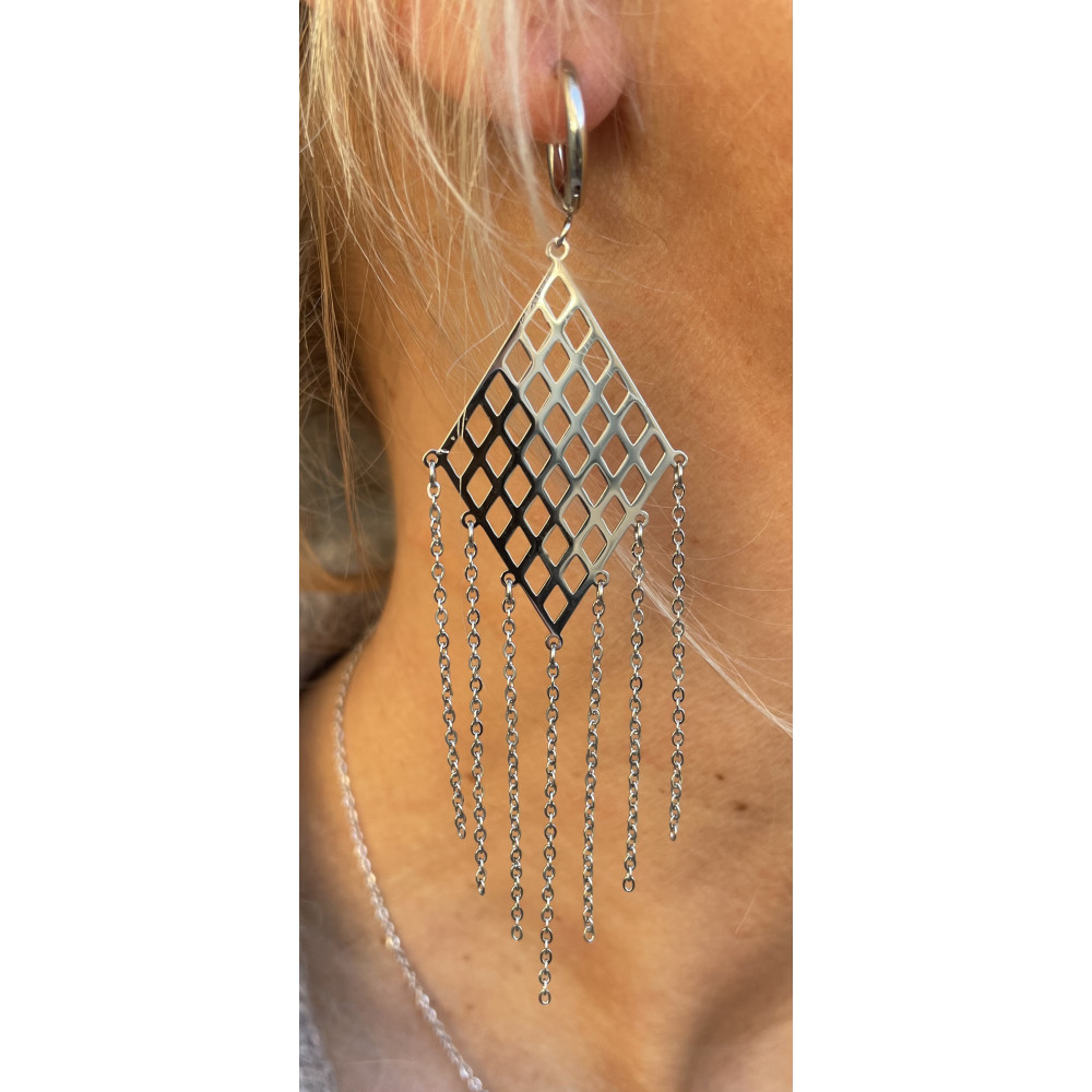 Boucles d'oreilles Losanges treillis n°106