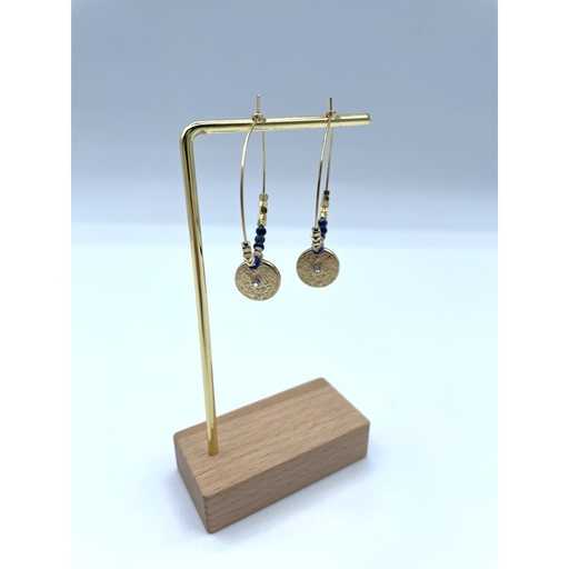 Boucles d'oreilles médaillon strass n°123 (Bleu foncé)