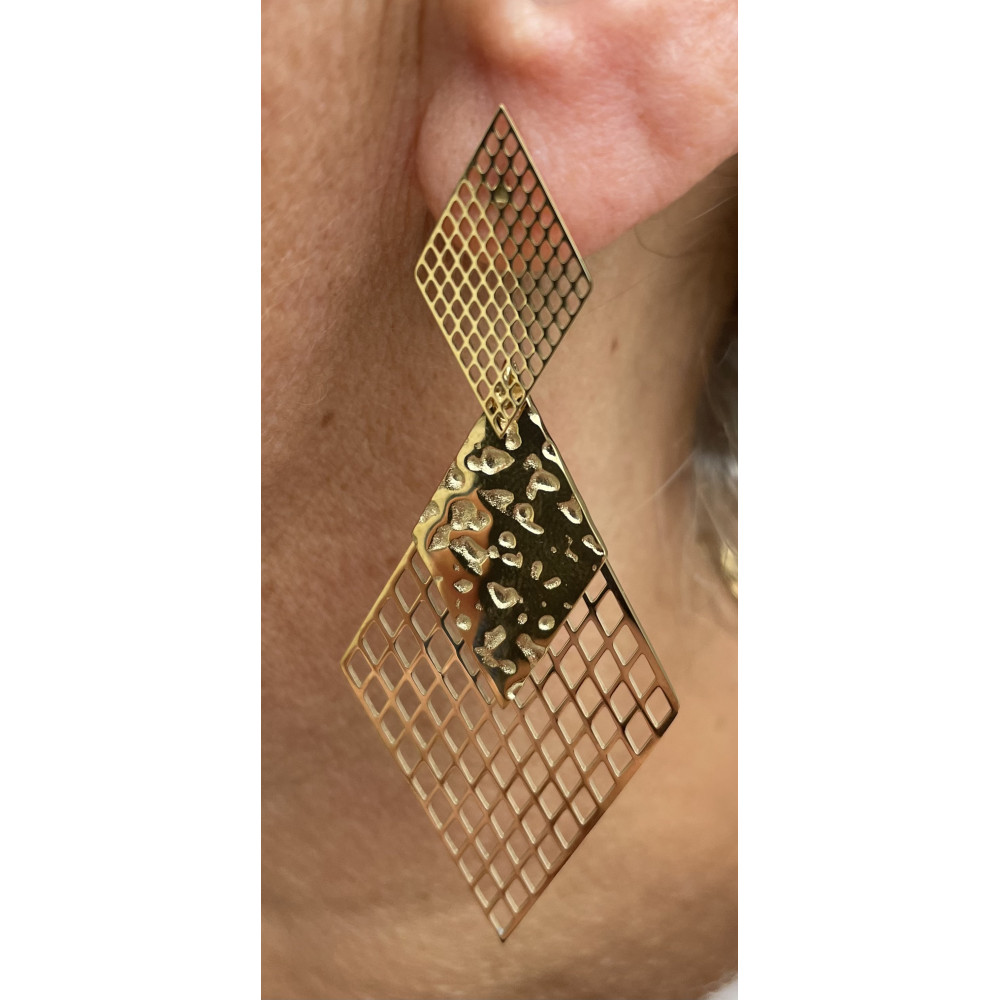 Boucles d'oreilles trio losanges n°150