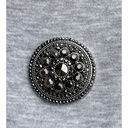 Broche aimant ronde strass relief