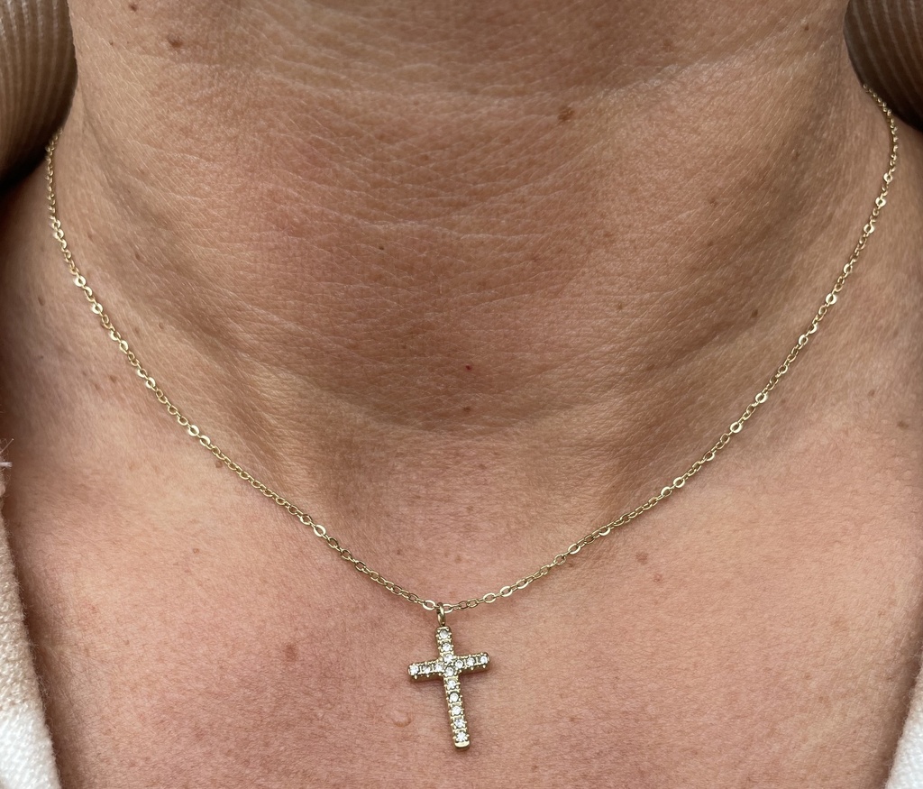 Collier chaîne Croix strass XL0436 YL