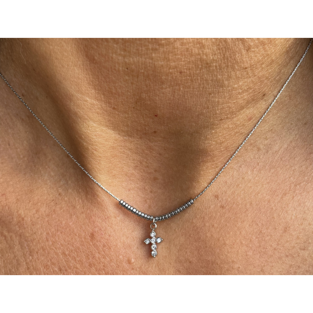 Collier mini croix strass YL0022