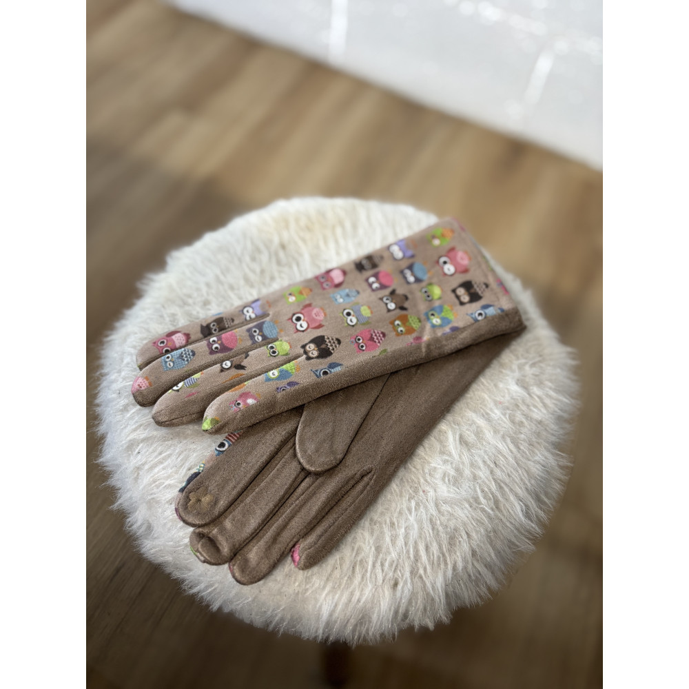 Gants daim chouette