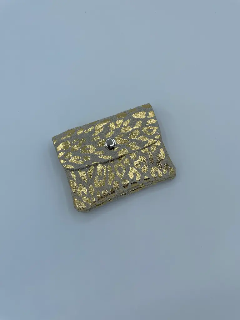 Porte monnaie/cartes daim Léo brillant