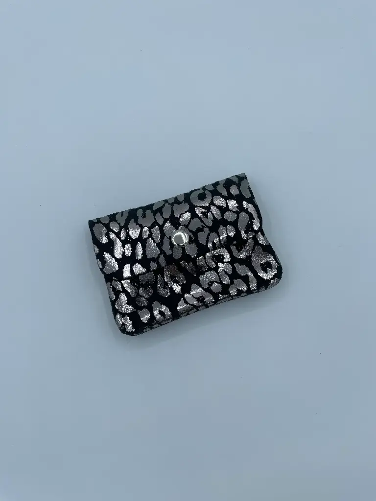 Porte monnaie/cartes daim Léo brillant