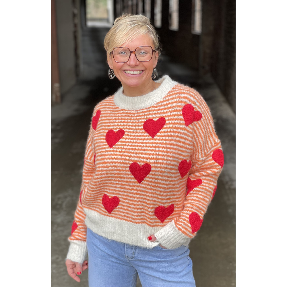 Pull rayé Coeurs