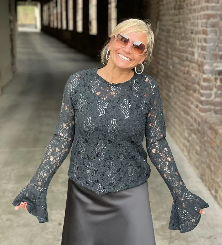 Blouse dentelle pailletée