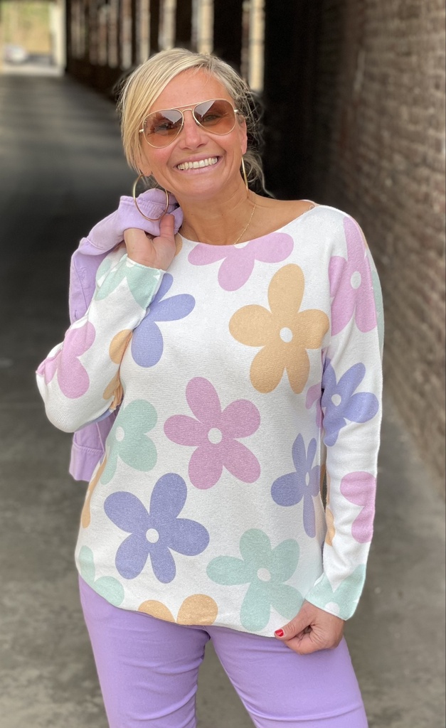 Pull couture manches Pâquerettes