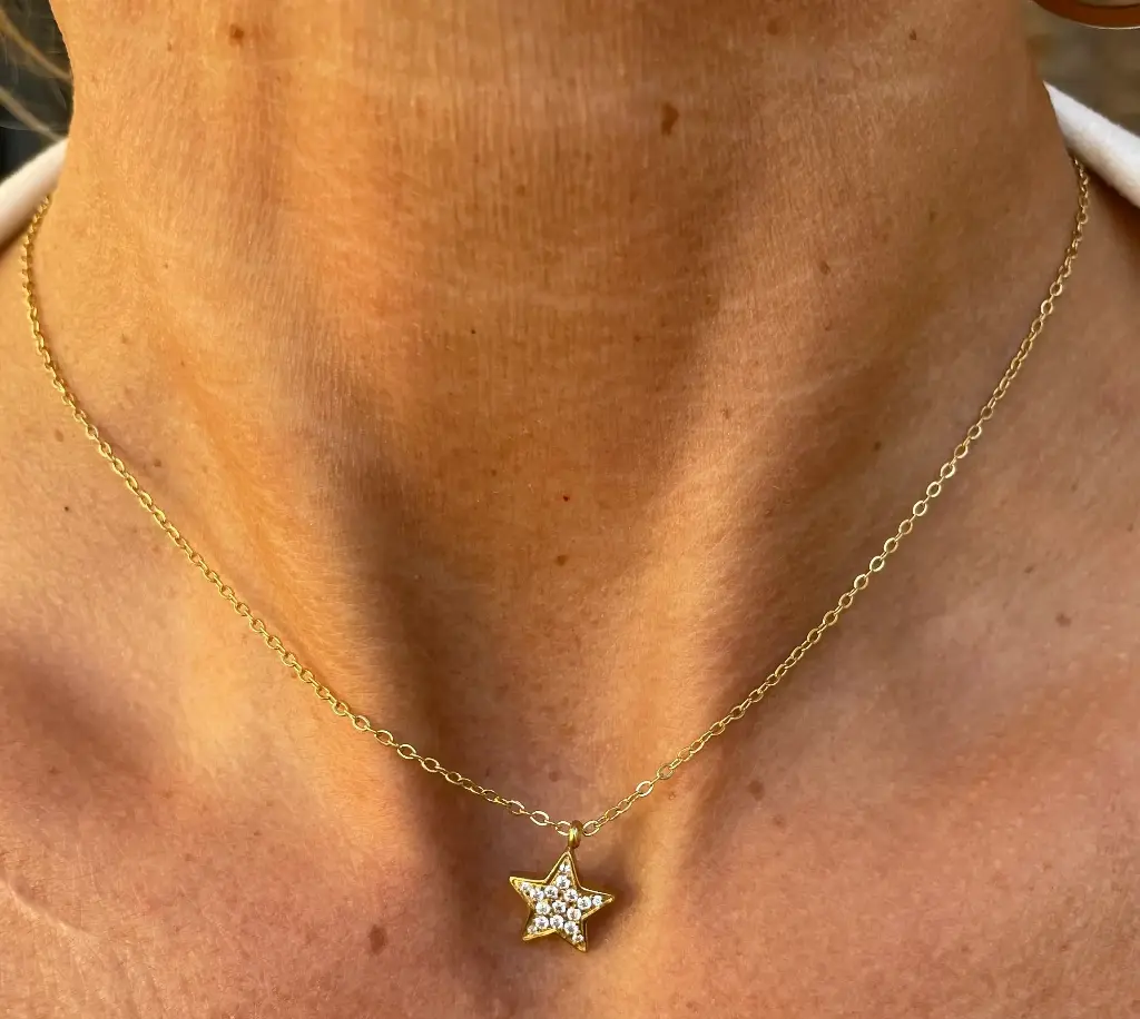 Collier chaine étoile strass K022