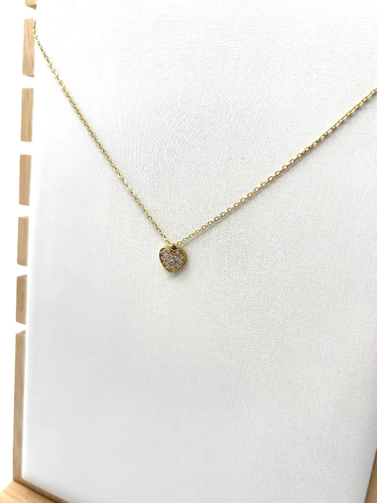 Collier chaîne Coeur strass K023