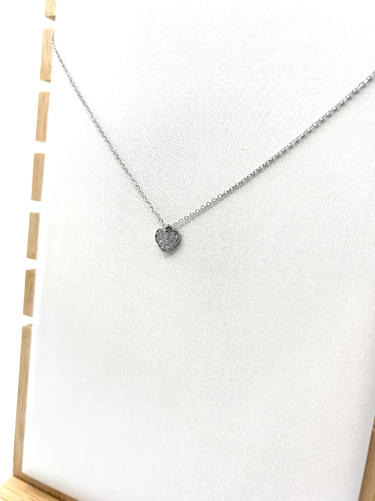 Collier chaîne Coeur strass K023