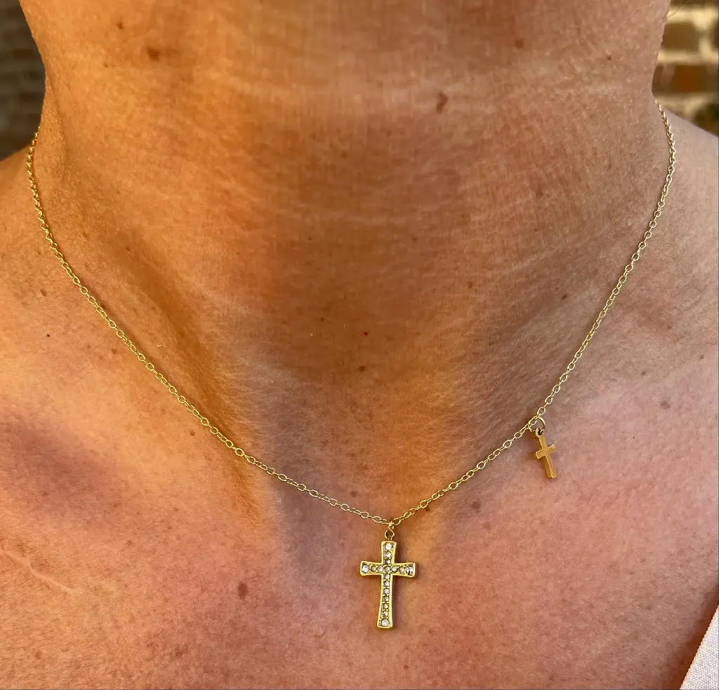 Collier chaîne double croix TG282