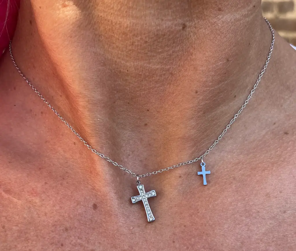 Collier chaîne double croix TG282