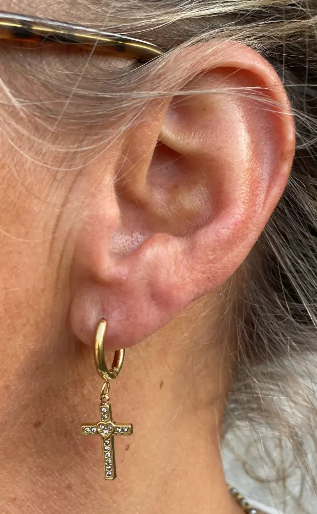 Boucles d'oreilles Créoles Croix Strass n°166