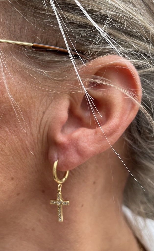 Boucles d'oreilles Créoles Croix Strass n°166