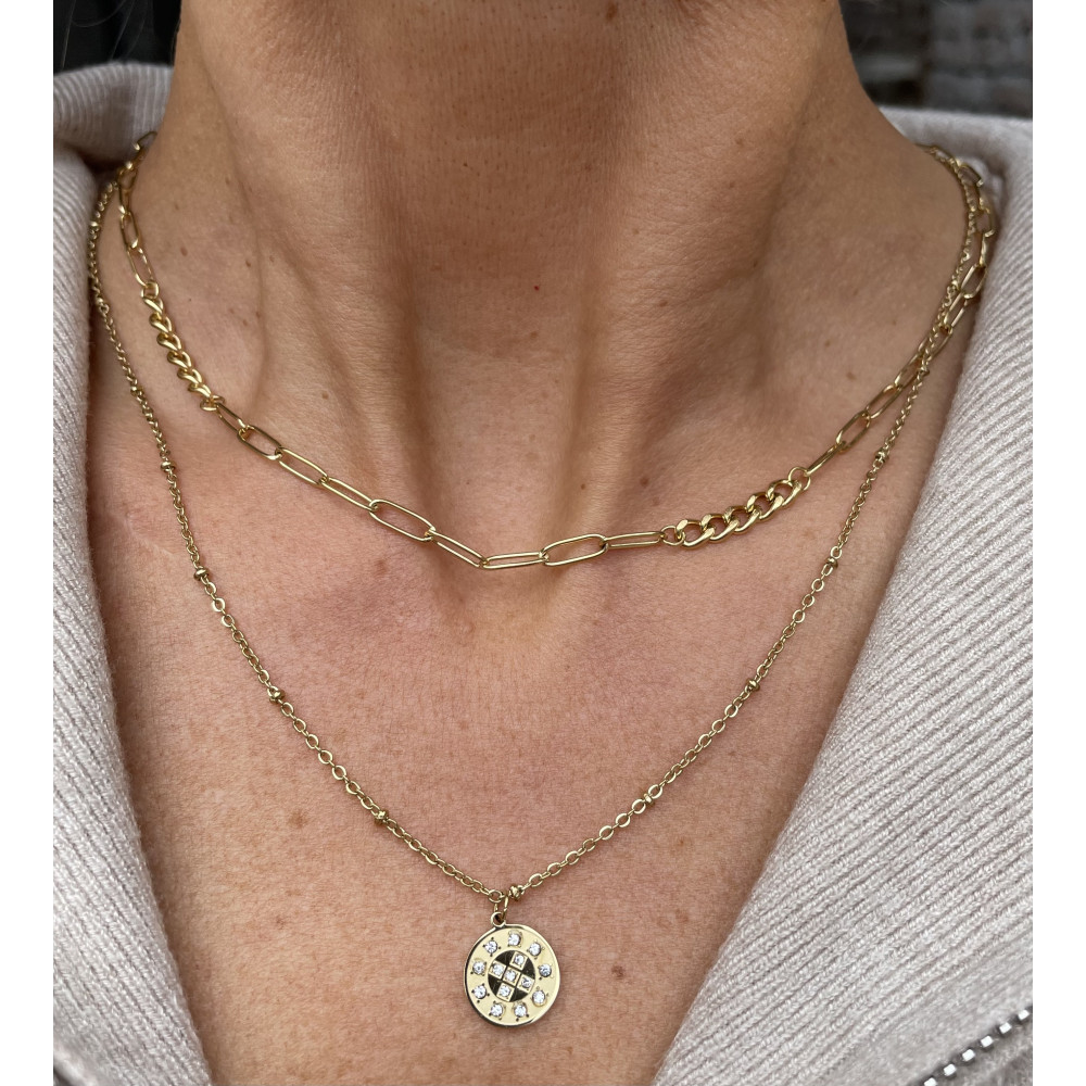 Collier deux rangs médaillon YL WFK008