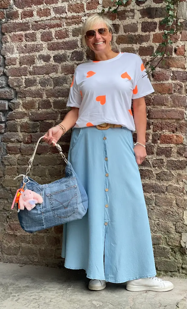 Jupe longue tencel boutons