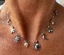 Collier chaîne breloques lune/soleil K124