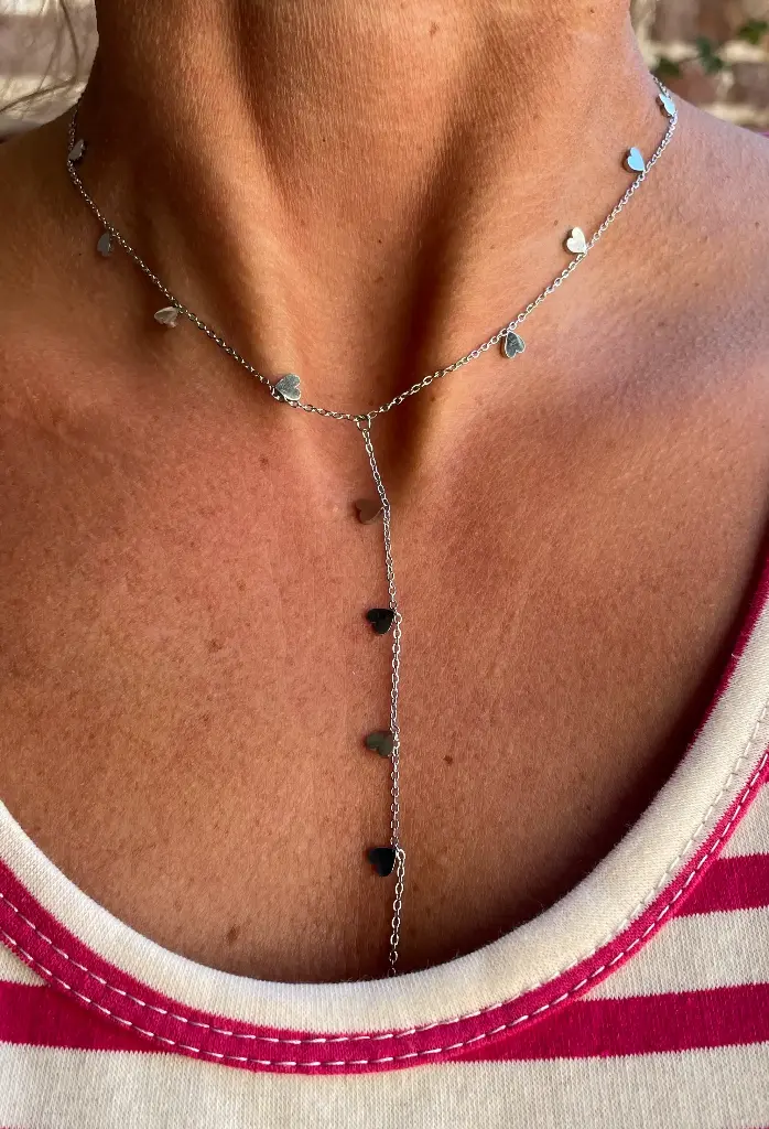 Collier Chaîne pendant Minis Cœurs plats X515