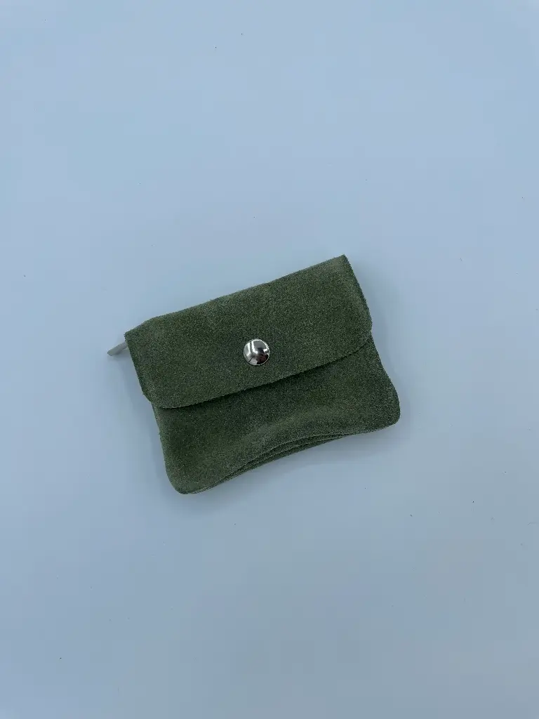 Porte monnaie/cartes daim cuir uni