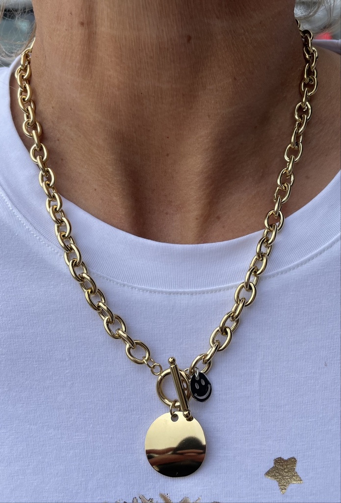 Collier gros maillons Smile doré S02201