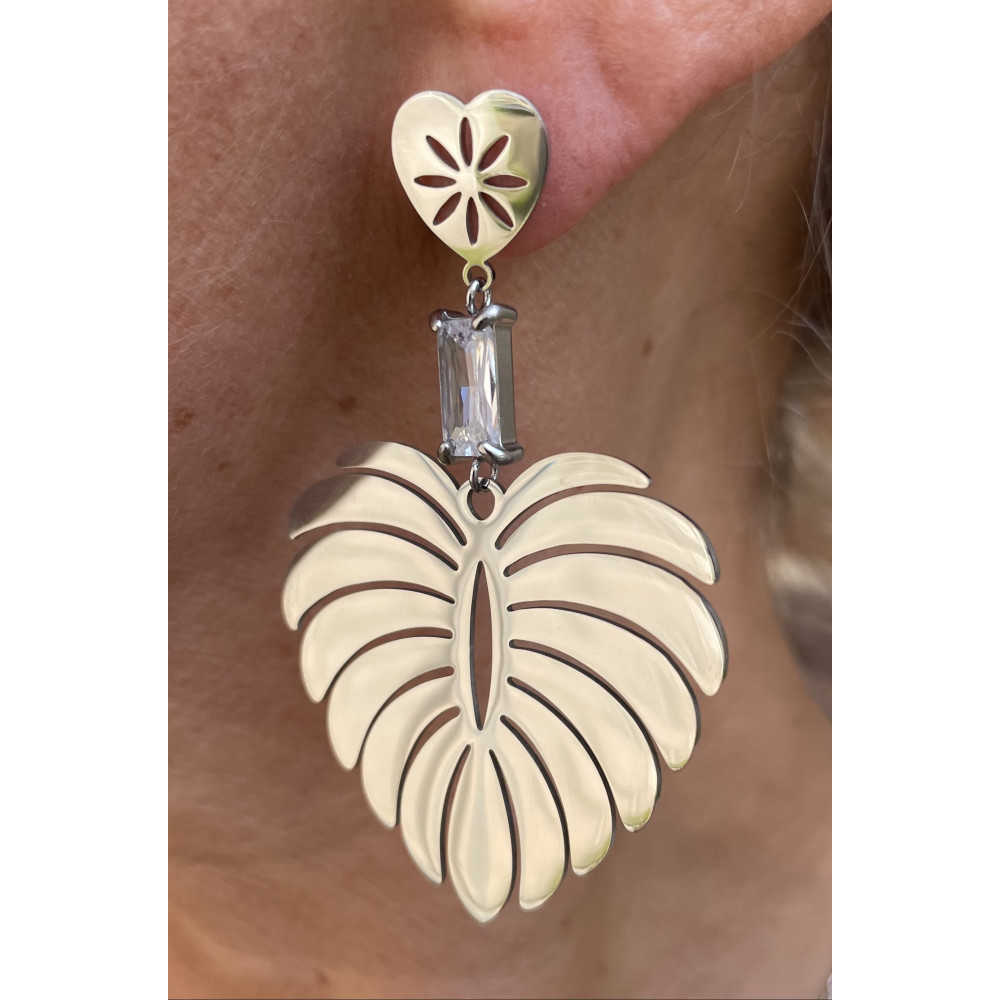 Boucles d'oreilles feuille palmier n°126