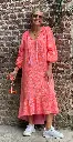 Robe longue Gaufrée Léo col Cordons