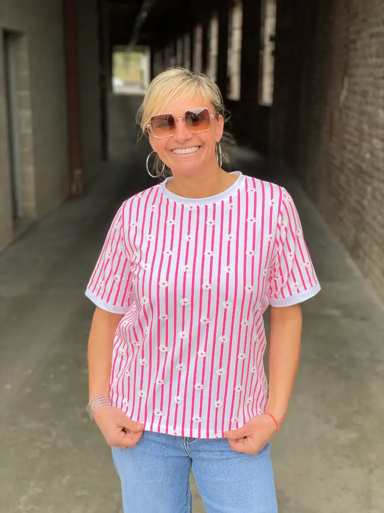 T-shirt Ligné Fleurs