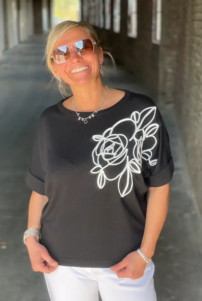 Pull Fleurs Brodées