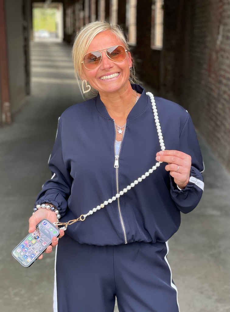 Collier téléphone Perles Bois Noeuds