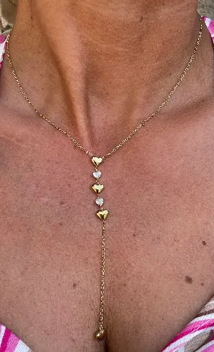 Collier chaîne pendant 5 Cœurs K152