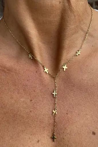Collier chaîne pendant Croix strass K165
