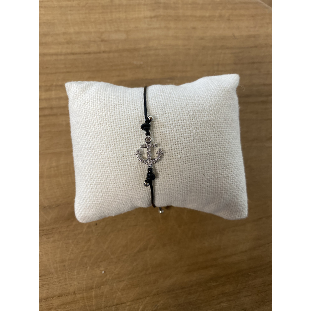 Bracelet fin réglable ancre