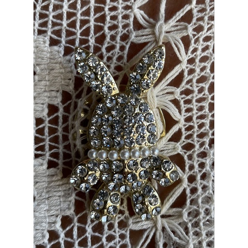 Broche aimant lapin perles/strass