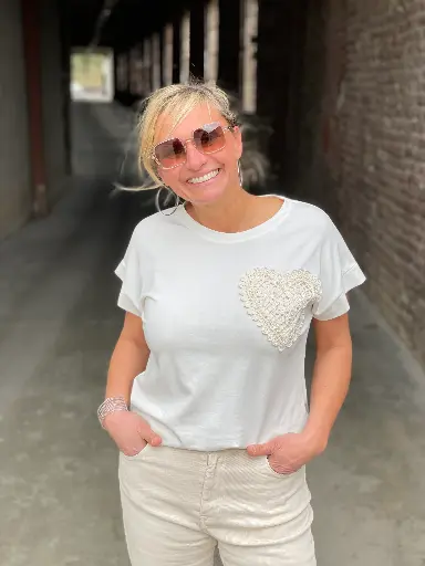 T-shirt Coeur Brodé