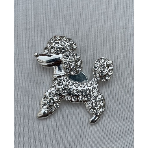 Broche aimant strass caniche