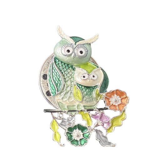 Broche aimant double hiboux