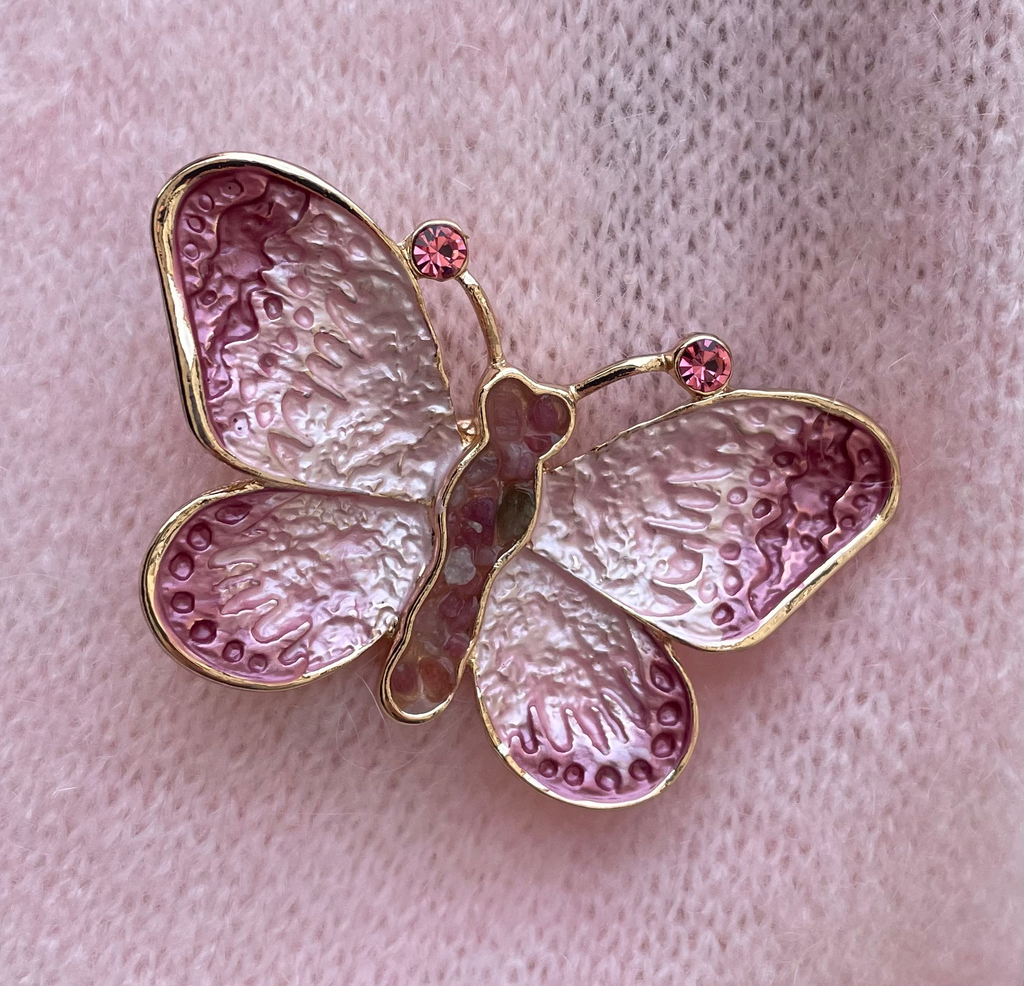 Broche aimant Papillon Double Strass