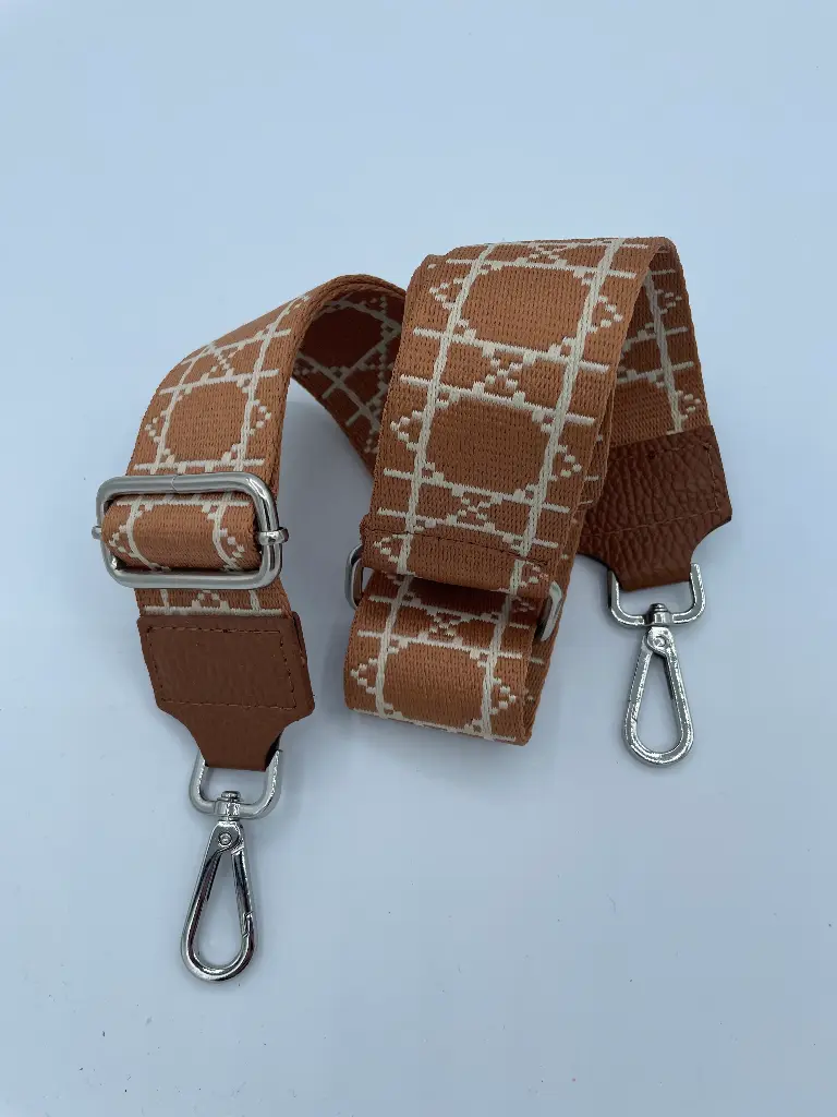 Lanière Carrés Géométriques Attaches Argentées